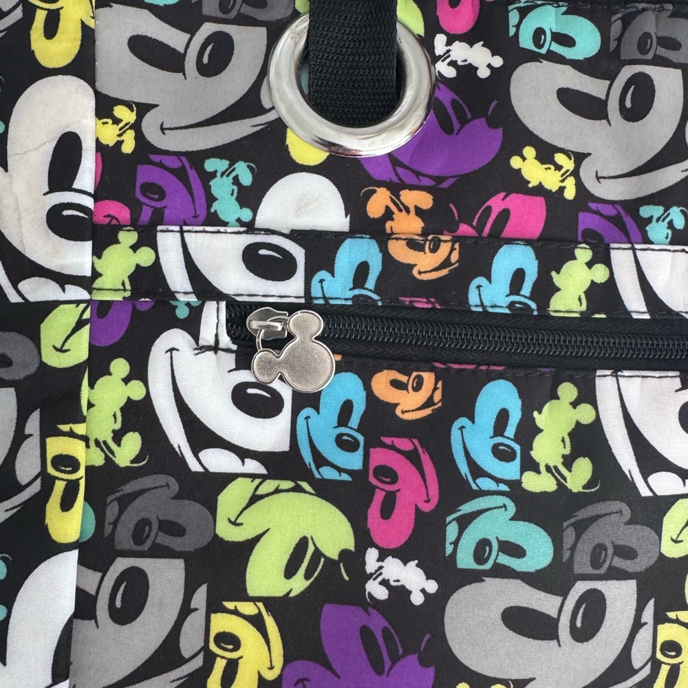 Walt Disney World Colorful Mickey Head Tote Bag Zipper Top Gently Used - Picture 3 of 12